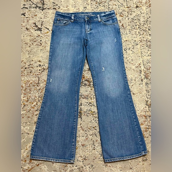 AMERICAN EAGLE old skool low rise bootcut jeans size 8 y2k favorite boyfriend - Picture 1 of 11